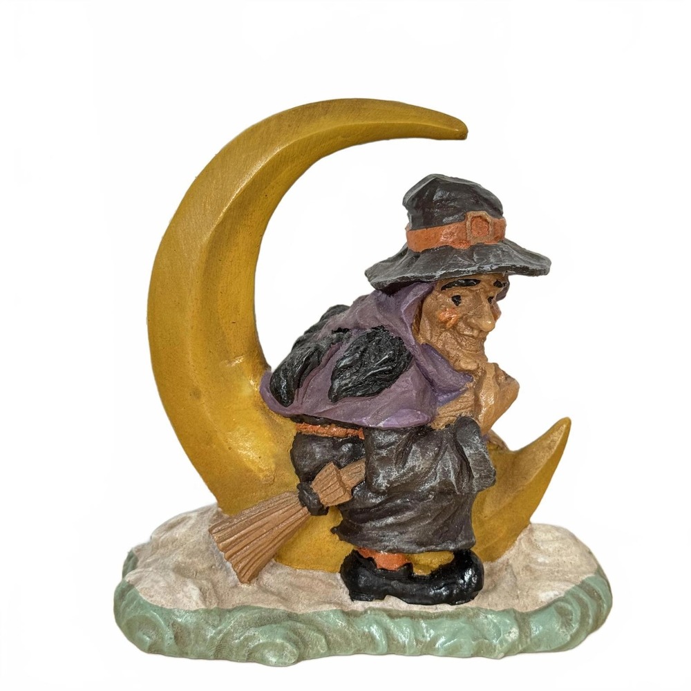 Dr. Livingstone Halloween Witch on Crescent Moon Figurine Folk Art Decor
